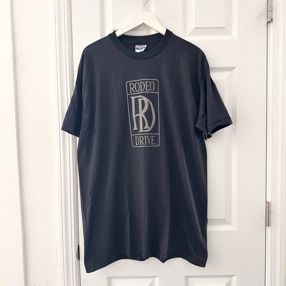 Black Vintage Single Stitch Rodeo Drive RD Hanes Fifty Fifty USA Tee Shirt XL